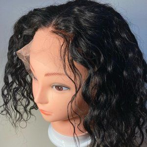 Short Bob Curly Human Hair Lace Front Wig